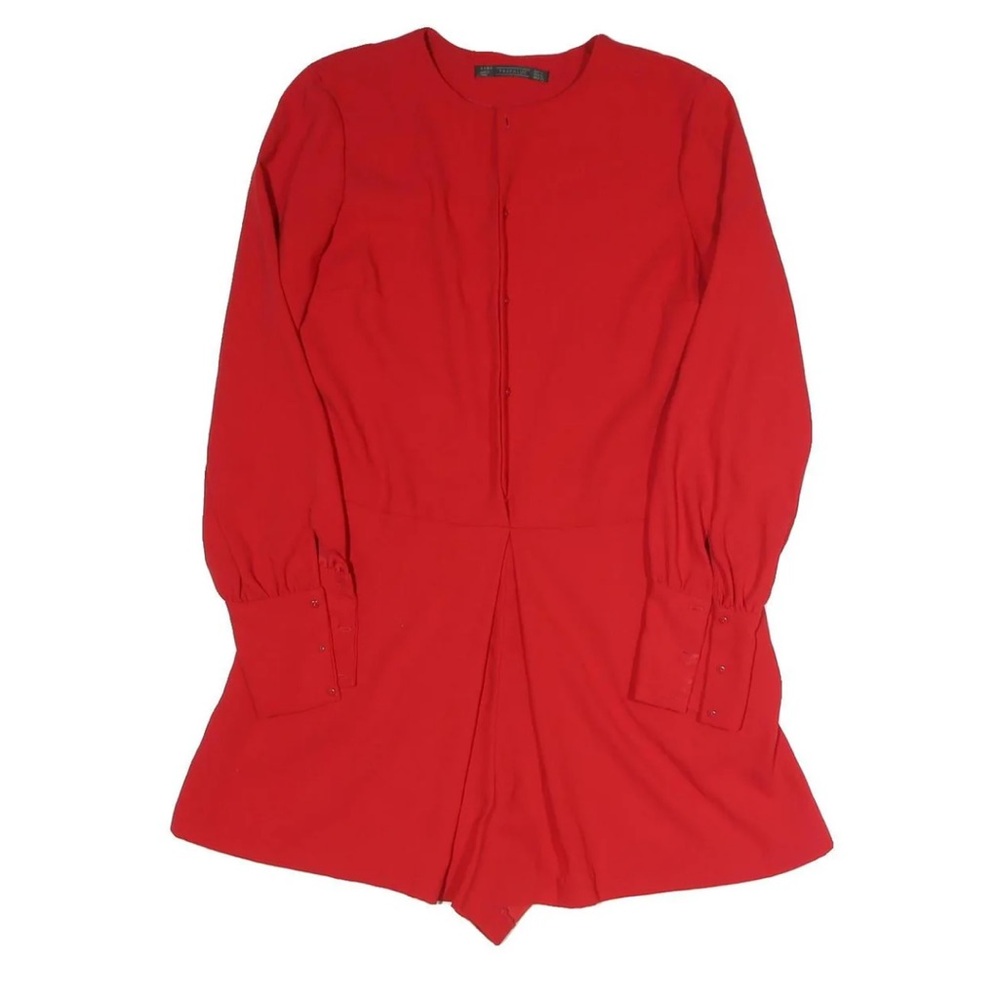 Zara Red romper skort, long sleeve luxurious skort jumpsuit